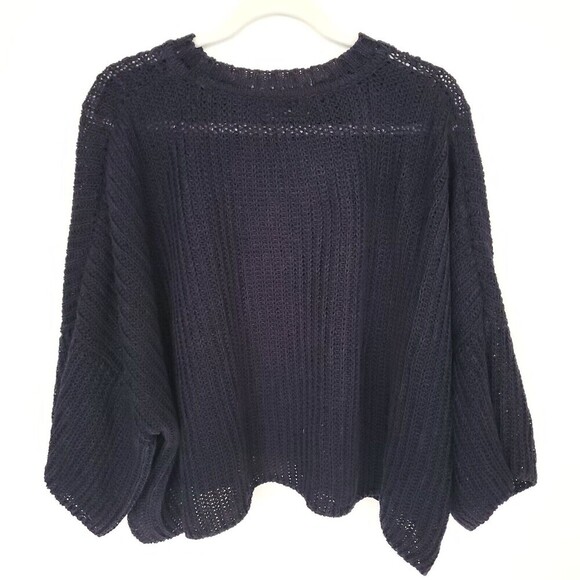 Vintage Eskandar Knit 100% Linen Sweater Womens Large Blue see through Lagenlook - Picture 2 of 16